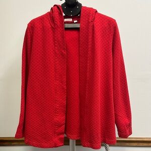 J. Jill Vibrant Red Open Front Cardigan